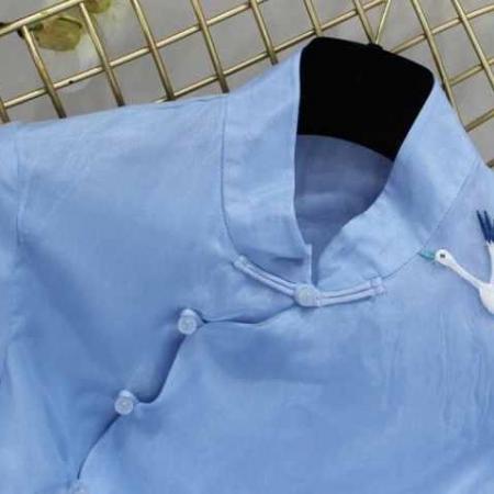 LN76301# 新款改良汉服女复古风女装中式仙鹤刺绣长袖短款旗袍唐装上衣