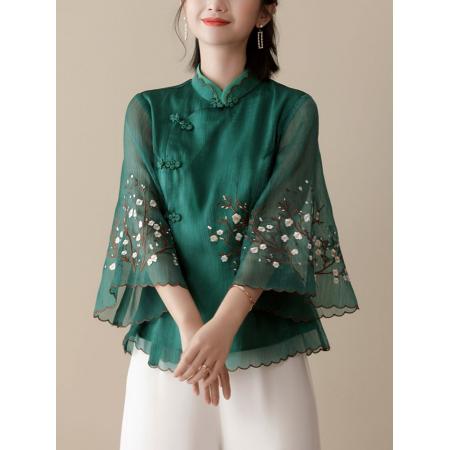 LN76303# 旗袍女夏改良唐装中国风宽松上衣春季新款气质中式民族风复古国潮