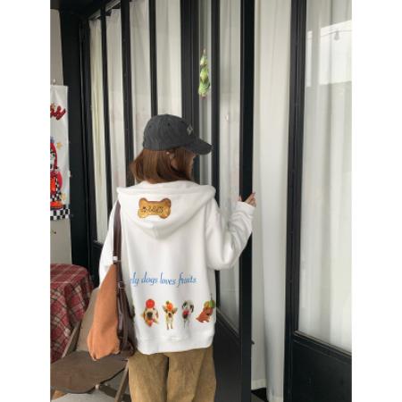 FA42833# 秋冬加绒加厚潮刺绣设计感连帽保暖上衣 服裝批發女裝批發服飾貨源
