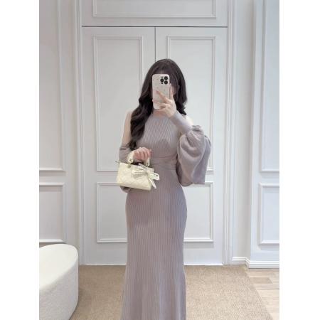 FA42860# 气质纯欲樱花妹修身罗纹4way针织连衣裙两件套 服裝批發女裝批發服飾貨源