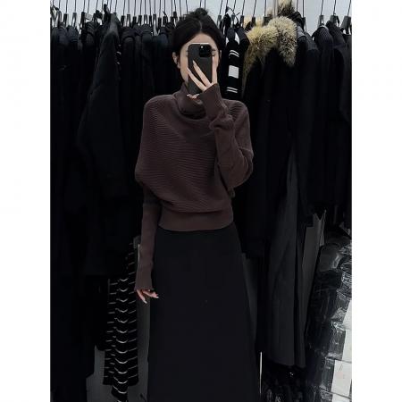 FA42861# 冬季新款设计感小众半高领堆堆领套头毛衣女内搭针织衫女 服裝批發女裝批發服飾貨源