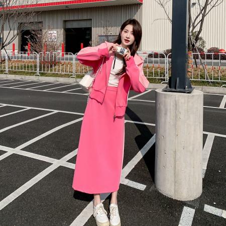 韩版新款减龄遮肉半身裙设计感慵懒拼接气质个性休闲两件套ins风 服裝批發女裝批發服飾貨源