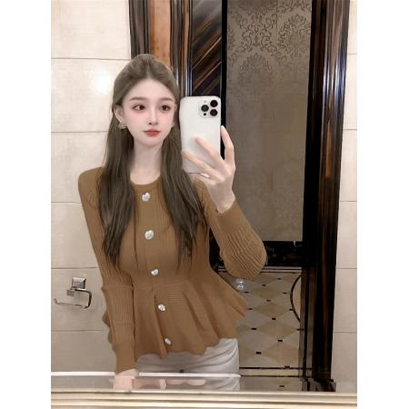 法式轻奢名媛风针织毛衣早秋新款高级感休闲百搭显瘦上衣 服裝批發女裝批發服飾貨源