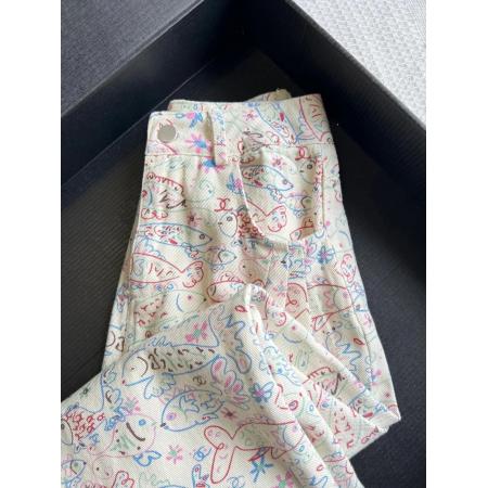 美式复古小鱼印花牛仔裤女春秋新款高腰宽松阔腿拖地裤子潮 服裝批發女裝批發服飾貨源