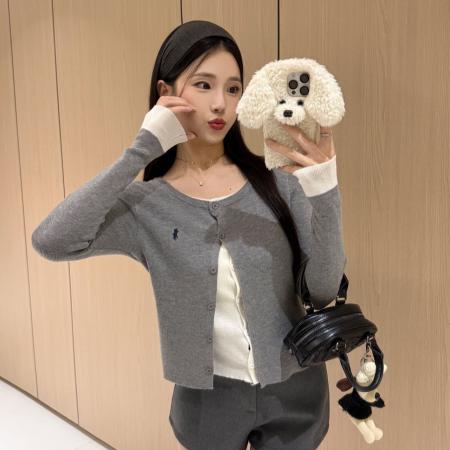 FA42988# 拼接假两件内搭打底衫女秋冬修身针织衫羊毛毛衣短款上衣 服裝批發女裝批發服飾貨源
