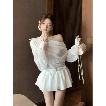 FA43133# 网红风气质千金露肩两件套 服裝批發女裝批發服飾貨源
