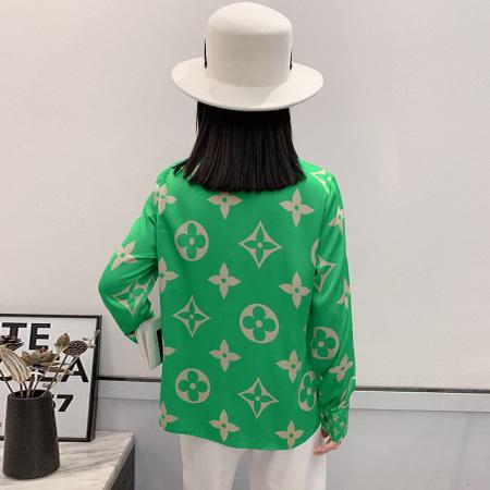 FA43145# 秋季新款印花衬衫高品质时尚打底单穿单排扣长袖衬衣女 服裝批發女裝批發服飾貨源