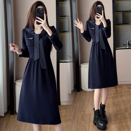 FA43187# 大码女装秋冬新款精致打底时尚显瘦连衣裙洋气修身百搭A字裙 服裝批發女裝批發服飾貨源