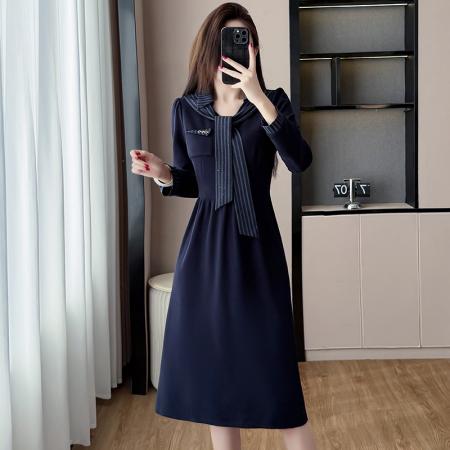 FA43187# 大码女装秋冬新款精致打底时尚显瘦连衣裙洋气修身百搭A字裙 服裝批發女裝批發服飾貨源