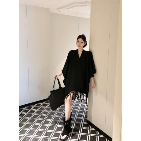 FA43252# 老钱风简约高级感流苏披肩斗篷女百搭纯色大围巾外搭 服裝批發女裝批發服飾貨源