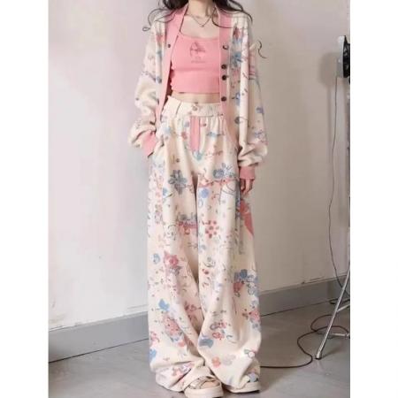 FA43325# 原版小香风洋气运动套装女秋韩系宽松卫衣显瘦阔腿裤休闲两件套潮 服裝批發女裝批發服飾貨源