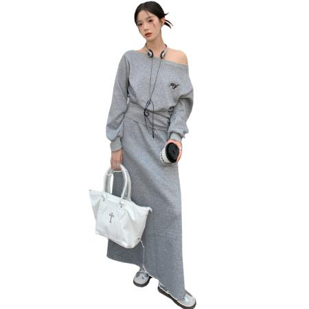 FA43343# 韩系运动休闲短款收腰上衣收腰斜肩 服裝批發女裝批發服飾貨源