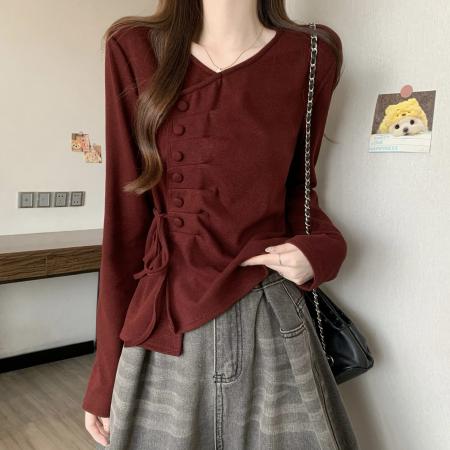 FA43360# 新版韩风设计感不规则褶皱长袖针织衫 服裝批發女裝批發服飾貨源