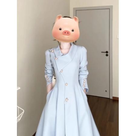 FA43372# 微胖法式复古收腰长袖风衣外套女25年早秋优雅气质长款大衣 服裝批發女裝批發服飾貨源