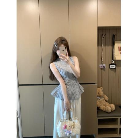FA43385# 别致设计感无袖针织上衣 服裝批發女裝批發服飾貨源