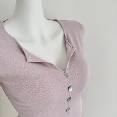 FA43455# 设计感v领喇叭长袖收腰针织T恤衫修身显瘦上衣女 服裝批發女裝批發服飾貨源