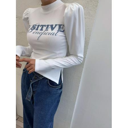 FA43468# 韩国东大门秋冬新款百搭时尚字母印花高领打底T恤 服裝批發女裝批發服飾貨源