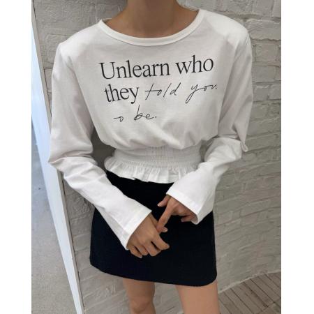 韩国东大门秋款时尚百搭圆领字母印花收腰T恤 服裝批發女裝批發服飾貨源