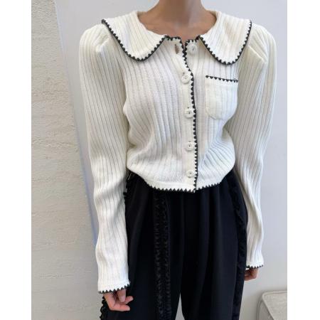 FA43473# 有货韩国东大门新款时尚百搭翻领系扣针织开衫 服裝批發女裝批發服飾貨源