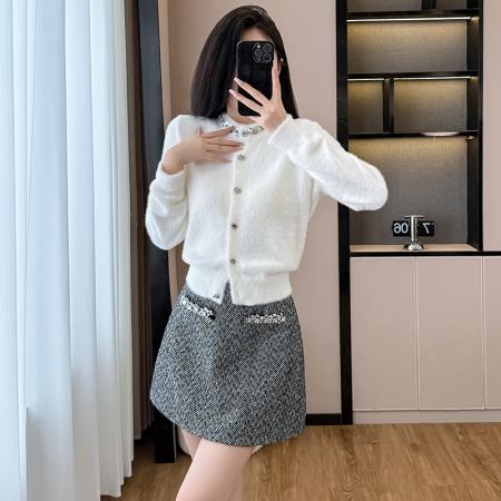 FA43508# 套装女秋冬新款小香风圆领气质长袖针织开衫高腰显瘦半身裙潮 服裝批發女裝批發服飾貨源
