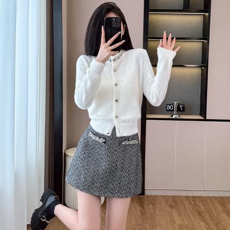 FA43508# 套装女秋冬新款小香风圆领气质长袖针织开衫高腰显瘦半身裙潮 服裝批發女裝批發服飾貨源