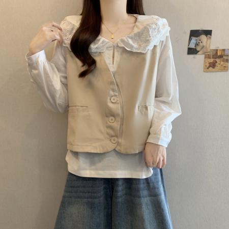 FA43556# 秋装新款棉质马夹外套宽松显瘦v领简约小众设计感工装背心 服裝批發女裝批發服飾貨源