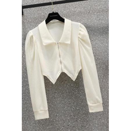 FA43558# 秋装大码女装华夫格不规则燕尾外套翻领显瘦上衣 服裝批發女裝批發服飾貨源