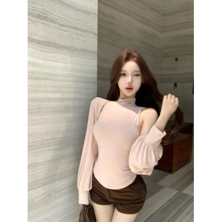 FA43584# 堆堆领上衣女娇辣千金范法式气质修身纯欲短裤套装两件套 服裝批發女裝批發服飾貨源