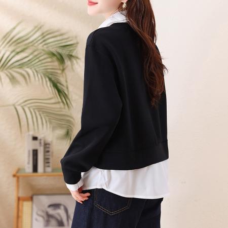 FA43618# 秋冬新款卫衣女时尚舒适慵懒宽松型休闲假两件打底上衣 服裝批發女裝批發服飾貨源