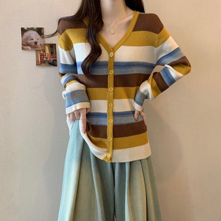 FA43660# 大码女装秋冬新款显瘦拼色减龄针织衫胖妹妹毛上衣女 服裝批發女裝批發服飾貨源