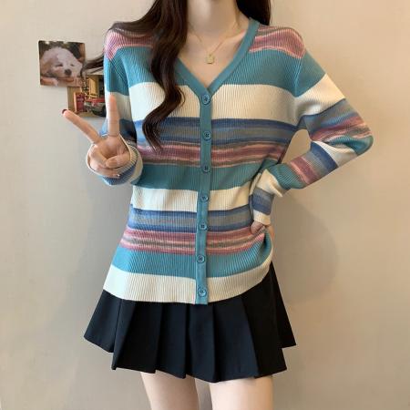 FA43660# 大码女装秋冬新款显瘦拼色减龄针织衫胖妹妹毛上衣女 服裝批發女裝批發服飾貨源