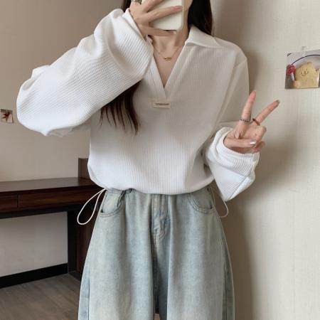 FA43662# POLO领卫衣长袖T恤女秋季新款上衣POLO衫大码 服裝批發女裝批發服飾貨源