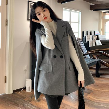 FA43711# 千金风名媛小姐姐秋冬新款呢子大衣小个子斗篷外套 服裝批發女裝批發服飾貨源