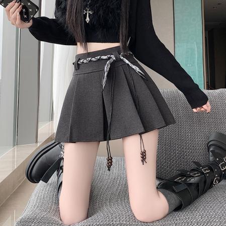 FA43732# 百褶裙短裙女毛呢冬季新款学院风a字半身裙防走光裙子 服裝批發女裝批發服飾貨源
