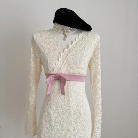 FA43758# 纷纷秋叙毛绒蕾丝修身裙 服裝批發女裝批發服飾貨源