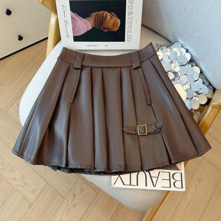 FA43775# 学院风条纹领带衬衫女早秋不规则牛仔拼接短款上衣皮短裤 服裝批發女裝批發服飾貨源
