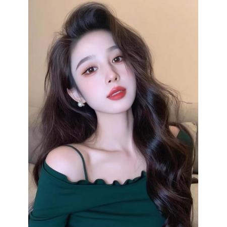 FA43794# 纯欲辣妹一字肩吊带长袖打底衫女设计感修身绝美锁骨上衣 服裝批發女裝批發服飾貨源