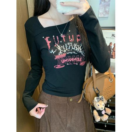 FA43808# 钉珠长袖T恤女秋热辣jazz爵士舞纯欲打底衫内搭上衣 服裝批發女裝批發服飾貨源