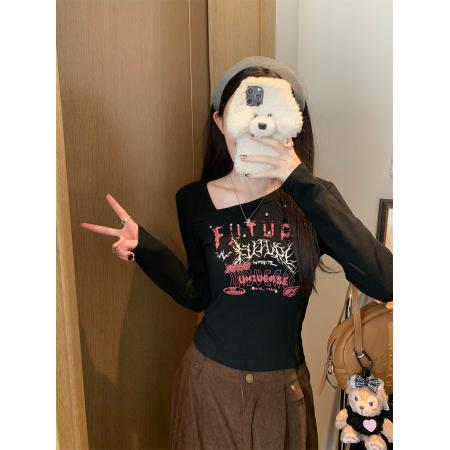 FA43808# 钉珠长袖T恤女秋热辣jazz爵士舞纯欲打底衫内搭上衣 服裝批發女裝批發服飾貨源