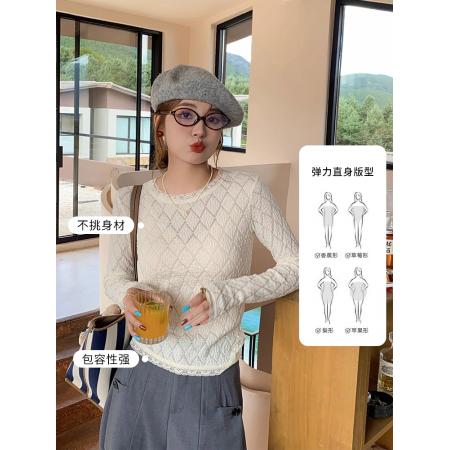 FA43835# 蕾丝边打底衫女内搭高级早秋长袖小香 服裝批發女裝批發服飾貨源