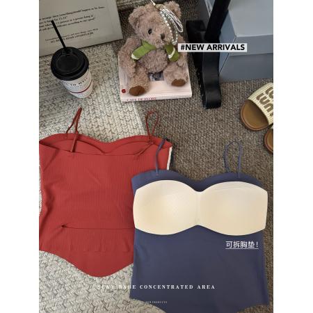 FA43845# 秋季冰丝内搭撞色吊带背心女修身美背抹胸外穿裹胸女 服裝批發女裝批發服飾貨源