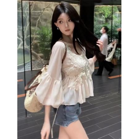 FA43862# 纯欲独特方领长袖t恤女秋冬新款时尚设计感内搭上衣女打底衫 服裝批發女裝批發服飾貨源
