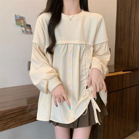 FA43936# 大码女胖MM秋季新款慵懒风高级感宽松遮肉中长款长袖T恤上衣  服裝批發女裝批發服飾貨源