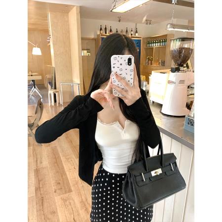 FA43941# -灰色针织开衫女早秋薄款外套外搭披肩上衣  服裝批發女裝批發服飾貨源