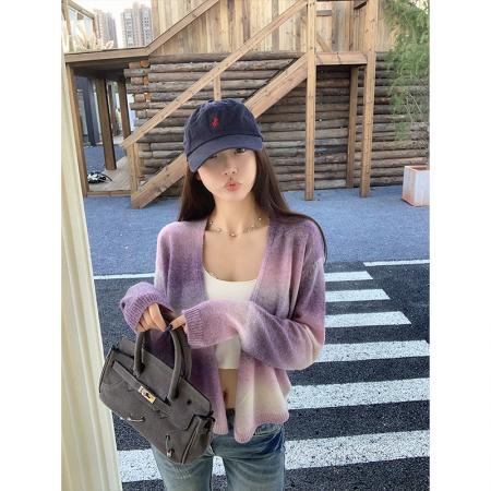 FA43950# -慵懒风针织开衫女秋新款宽松显瘦百搭毛衣外套短款上衣  服裝批發女裝批發服飾貨源