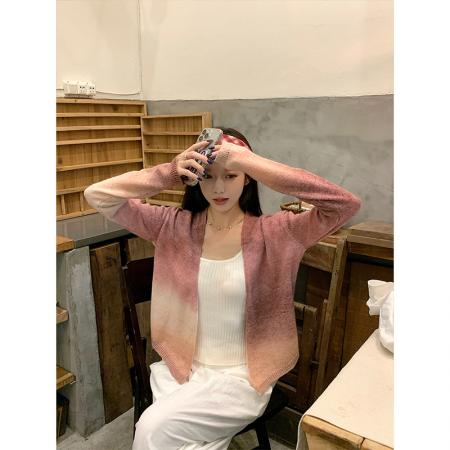 FA43950# -慵懒风针织开衫女秋新款宽松显瘦百搭毛衣外套短款上衣  服裝批發女裝批發服飾貨源