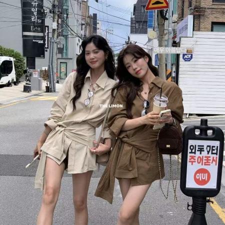 FA43978# 新款时尚百搭女法式气质单排扣交叉绑带设计感衬衫女秋季新款  服裝批發女裝批發服飾貨源
