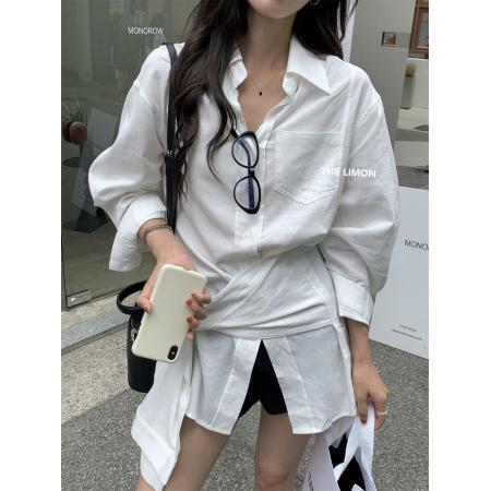 FA43978# 新款时尚百搭女法式气质单排扣交叉绑带设计感衬衫女秋季新款  服裝批發女裝批發服飾貨源