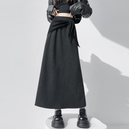 FA43982# 宽松弛感休闲遮肉半身裙女秋冬新款高腰梨形身材显瘦糯米裙长裙子  服裝批發女裝批發服飾貨源