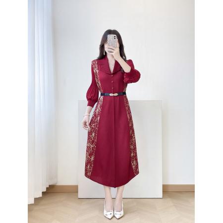 FA43998# 三宅褶皱秋季新款轻奢高端连衣裙鱼鳞褶大码时尚显瘦长裙  服裝批發女裝批發服飾貨源